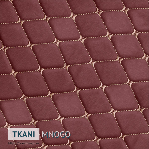 Фото материала 1961-4(арт.) Кожа искусственная - внешний вид, цвет красный, бордовый, рисунок ромб, производитель Китай